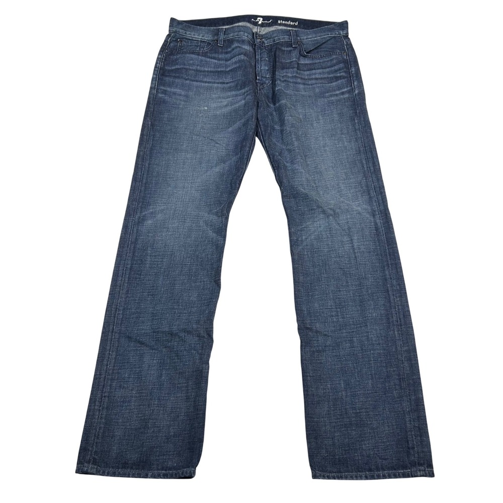 7 For All Mankind Standard Jeans Mens 38 Blue Straight Leg Dark Wash Denim